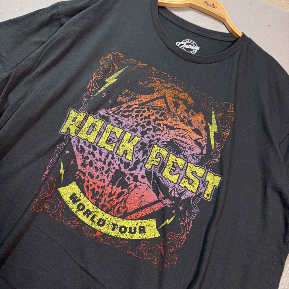 Live Outside The Limits Rock Fest World Tour Graphic Tee Washed Black Mens Large